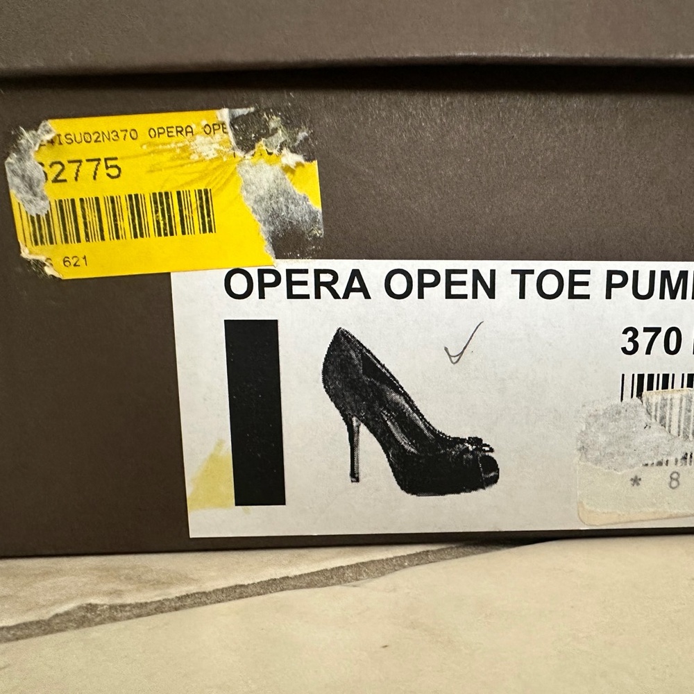 Louis Vuitton Black Suede Peep-Toe Bow Pumps with Gold LV Accent - Picture 5 of 5